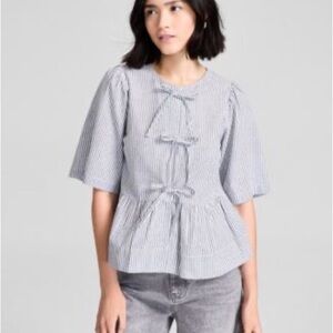 NWT✨And Now This Striped Tie Front Peplum Top Size Medium! Macys Exclusive